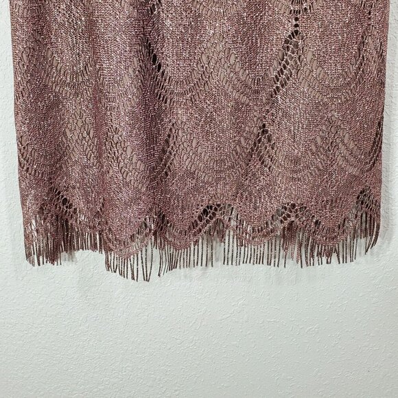 Dressbarn Cocktail Dress Size 12 Champaign Sleeveless Sheath Dress Fringe - Picture 7 of 10